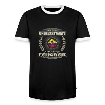 Jamais Il ÉQUATEUR Underestimate .png - T-shirt contrasté Homme - noir/blanc - Devant - AI Model Female 172 light (172cm) & AI Model Male 178 light (178cm)