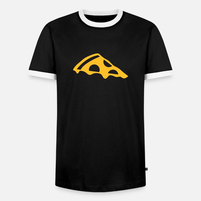 Pizzastück mit Käse - Männer Kontrast-T-Shirt - Schwarz/Weiß