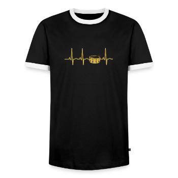 evolution ekg heartbeat drums drum drum - Men's Ringer Shirt - black/white - Front - AI Model Female 172 light (172cm) & AI Model Male 178 light (178cm)