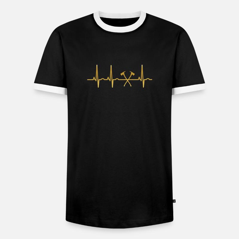 evolution ekg heartbeat FIREFIGHTER - Men's Ringer Shirt - black/white