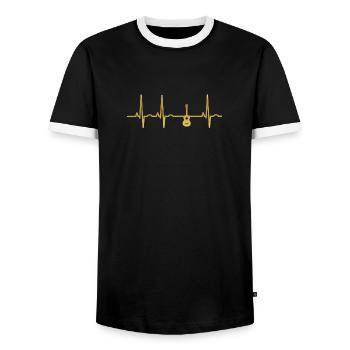 evolution ekg heartbeat GUITAR GUITAR - Men's Ringer Shirt - black/white - Front - AI Model Female 172 light (172cm) & AI Model Male 178 light (178cm)
