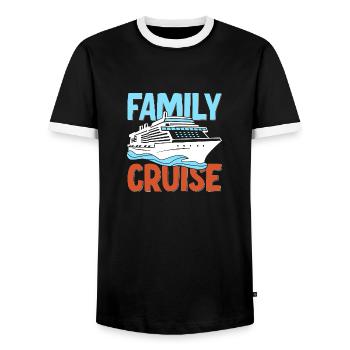 Family Cruise - Men's Ringer Shirt - black/white - Front - AI Model Female 172 light (172cm) & AI Model Male 178 light (178cm)