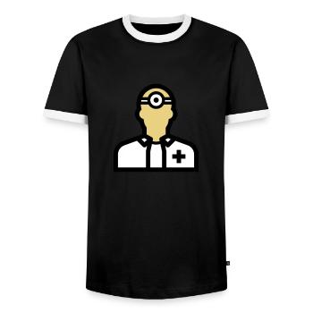 Personnel infirmier, infirmière, soignant, médecin, - T-shirt contrasté Homme - noir/blanc - Devant - AI Model Female 172 light (172cm) & AI Model Male 178 light (178cm)