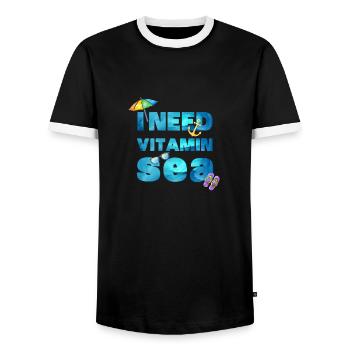 I need vitamin sea Beach - Men's Ringer Shirt - black/white - Front - AI Model Female 172 light (172cm) & AI Model Male 178 light (178cm)
