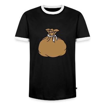 sac sac en tissu cadeau emballé rempli complet - T-shirt contrasté Homme - noir/blanc - Devant - AI Model Female 172 light (172cm) & AI Model Male 178 light (178cm)