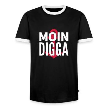 Moin Digga Hamburg - Männer Kontrast-T-Shirt - Schwarz/Weiß - Vorne - AI Model Female 172 light (172cm) & AI Model Male 178 light (178cm)