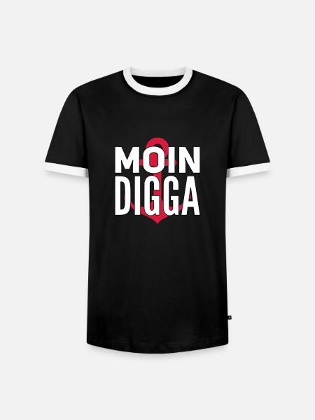 Moin Digga Hamburg - Men's Ringer Shirt - black/white