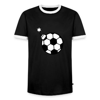 ball fussball spielen verein sport tor schiessen k - Männer Kontrast-T-Shirt - Schwarz/Weiß - Vorne - AI Model Female 172 light (172cm) & AI Model Male 178 light (178cm)