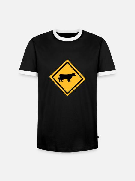 Cattle Anmelden - Männer Kontrast-T-Shirt - Schwarz/Weiß