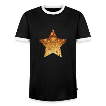 Star with Starlet - Gold Gift Idea - Men's Ringer Shirt - black/white - Front - AI Model Female 172 light (172cm) & AI Model Male 178 light (178cm)