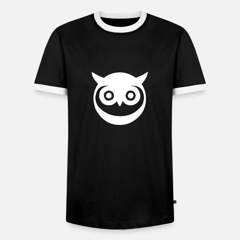 grinsende Eule - Männer Kontrast-T-Shirt - Schwarz/Weiß