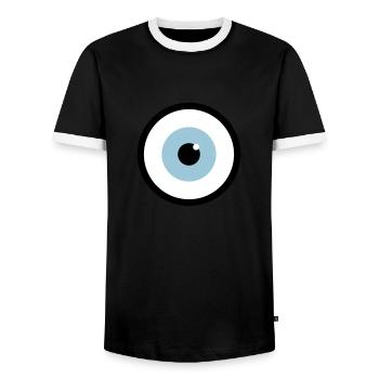 eye - Men's Ringer Shirt - black/white - Front - AI Model Female 172 light (172cm) & AI Model Male 178 light (178cm)