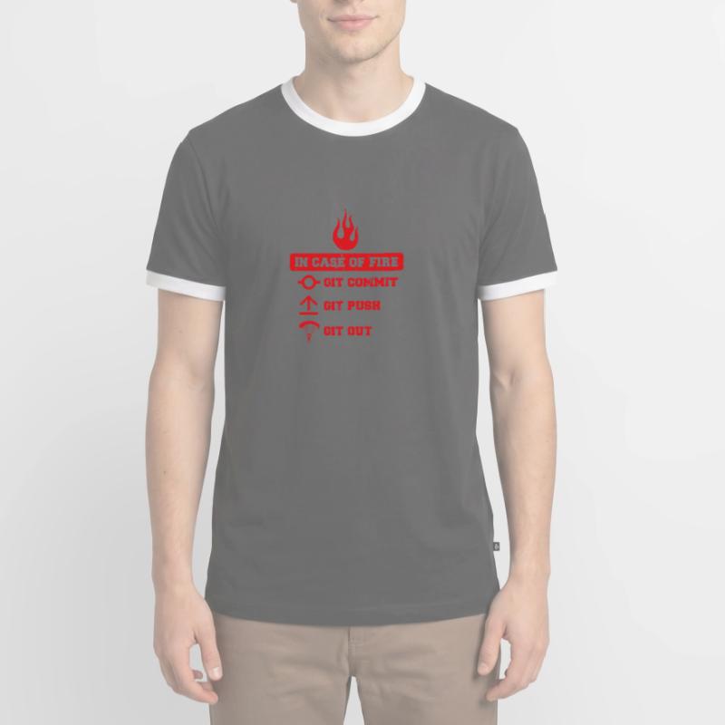In case of fire : git commit, git push, git out T-shirt contrasté Homme