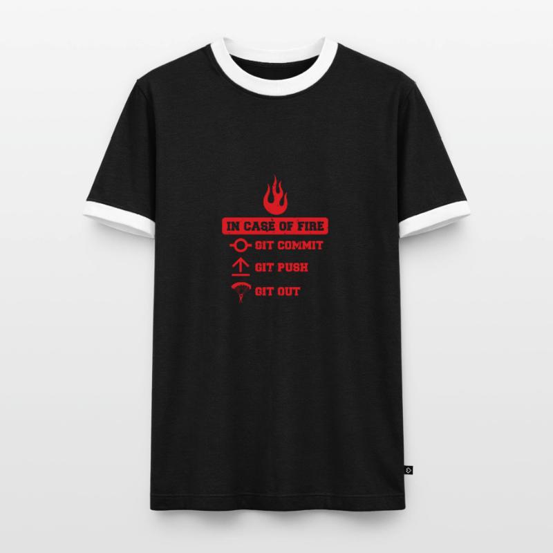 In case of fire : git commit, git push, git out T-shirt contrasté Homme