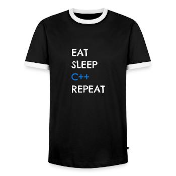 C++ - Männer Kontrast-T-Shirt - Schwarz/Weiß - Vorne - AI Model Female 172 light (172cm) & AI Model Male 178 light (178cm)