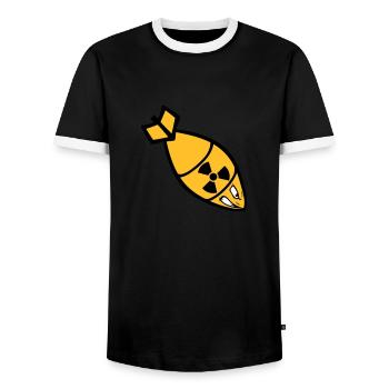 face atomic bomb radioactive bombard - Men's Ringer Shirt - black/white - Front - AI Model Female 172 light (172cm) & AI Model Male 178 light (178cm)