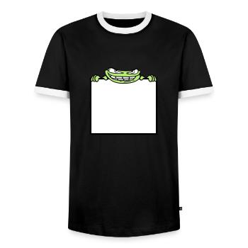 frog shield hide frame text write mau - Men's Ringer Shirt - black/white - Front - AI Model Female 172 light (172cm) & AI Model Male 178 light (178cm)