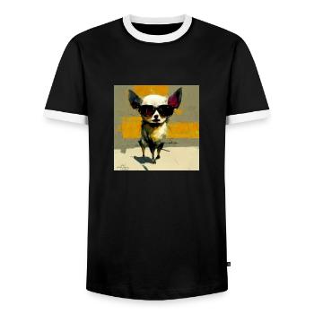 Chihuahua Style - Men's Ringer Shirt - black/white - Front - AI Model Female 172 light (172cm) & AI Model Male 178 light (178cm)