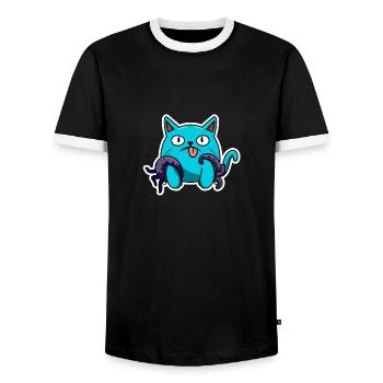 Mon chat poulpe - T-shirt contrasté Homme - noir/blanc - Devant - AI Model Female 172 light (172cm) & AI Model Male 178 light (178cm)