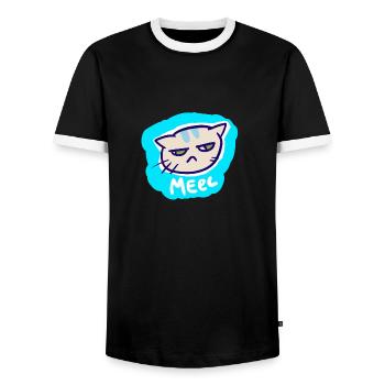 Qu’est-ce qui ne va pas avec ce chat? - T-shirt contrasté Homme - noir/blanc - Devant - AI Model Female 172 light (172cm) & AI Model Male 178 light (178cm)