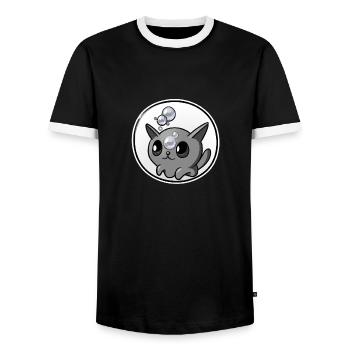 Savon Bubbles Chat - T-shirt contrasté Homme - noir/blanc - Devant - AI Model Female 172 light (172cm) & AI Model Male 178 light (178cm)