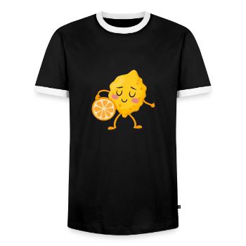 Easy peasy lemon do orange squeesy, verrückte Zit - Männer Kontrast-T-Shirt - Schwarz/Weiß - Vorne - AI Model Female 172 light (172cm) & AI Model Male 178 light (178cm)