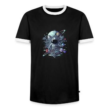 Astronaut - Men's Ringer Shirt - black/white - Front - AI Model Female 172 light (172cm) & AI Model Male 178 light (178cm)