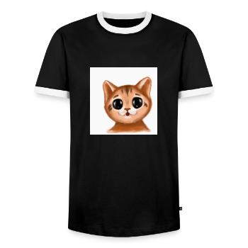 Chat dessiné - T-shirt contrasté Homme - noir/blanc - Devant - AI Model Female 172 light (172cm) & AI Model Male 178 light (178cm)