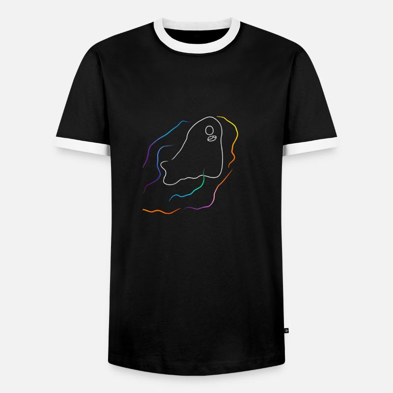 Geist mit Regenbogen Linien - Männer Kontrast-T-Shirt - Schwarz/Weiß