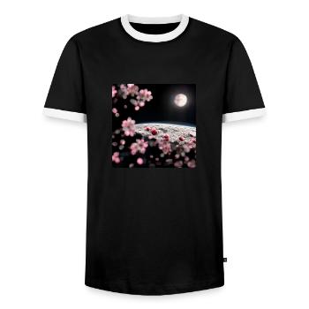Cherry Tree on the Moon - Männer Kontrast-T-Shirt - Schwarz/Weiß - Vorne - AI Model Female 172 light (172cm) & AI Model Male 178 light (178cm)