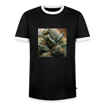 Légalisation de la conception de fleurs de cannabis pour tous2023 - T-shirt contrasté Homme - noir/blanc - Devant - AI Model Female 172 light (172cm) & AI Model Male 178 light (178cm)