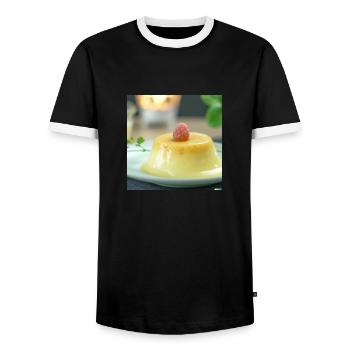 Custard in pudding - Men's Ringer Shirt - black/white - Front - AI Model Female 172 light (172cm) & AI Model Male 178 light (178cm)