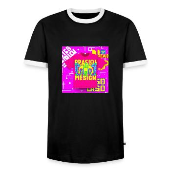T-shirt fluo - T-shirt contrasté Homme - noir/blanc - Devant - AI Model Female 172 light (172cm) & AI Model Male 178 light (178cm)