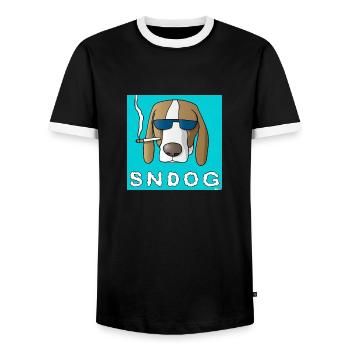 Smoking Dog - Männer Kontrast-T-Shirt - Schwarz/Weiß - Vorne - AI Model Female 172 light (172cm) & AI Model Male 178 light (178cm)