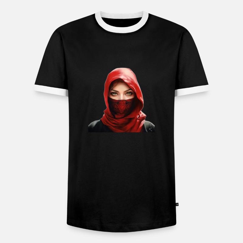 Arabisches Mädchen mit Palituch - Männer Kontrast-T-Shirt - Schwarz/Weiß
