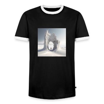 Desert breakthrough - Men's Ringer Shirt - black/white - Front - AI Model Female 172 light (172cm) & AI Model Male 178 light (178cm)