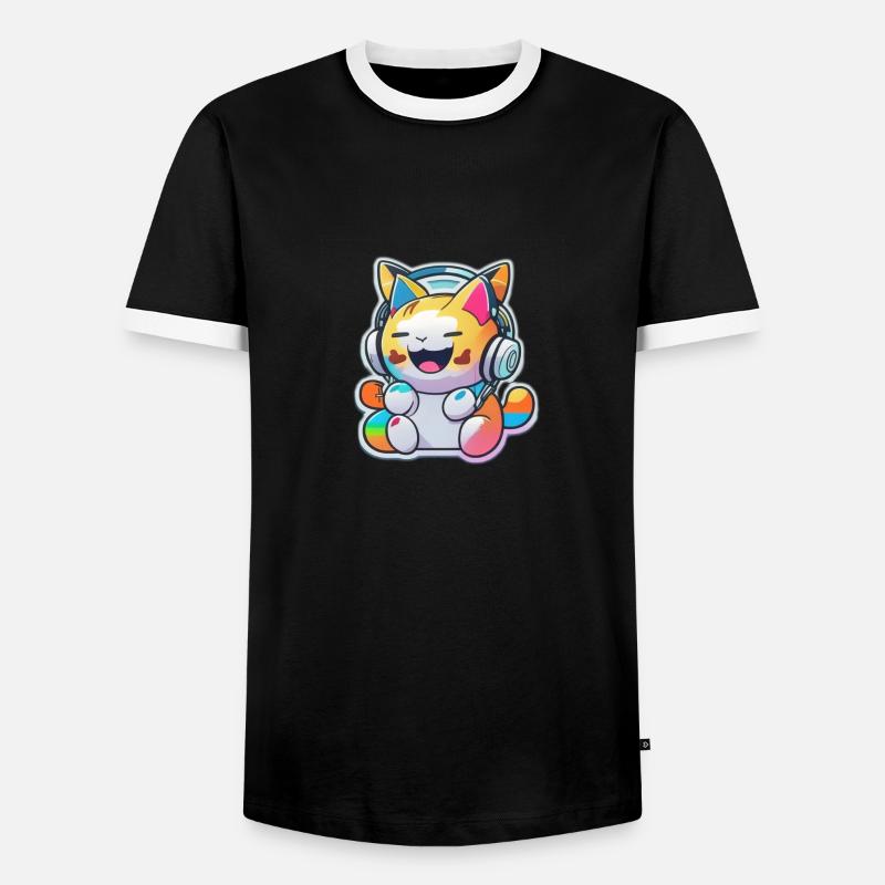 Rainbow Cat - Men's Ringer Shirt - black/white