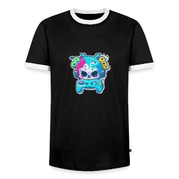 Contrôleur Skullhead - T-shirt contrasté Homme - noir/blanc - Devant - AI Model Female 172 light (172cm) & AI Model Male 178 light (178cm)