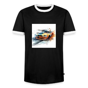 Besoin d’art de jeu de vitesse, orange - T-shirt contrasté Homme - noir/blanc - Devant - AI Model Female 172 light (172cm) & AI Model Male 178 light (178cm)