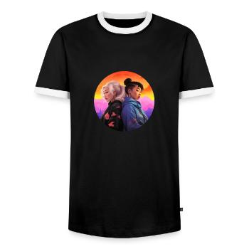LGBTQAI+ Deux personnes - T-shirt contrasté Homme - noir/blanc - Devant - AI Model Female 172 light (172cm) & AI Model Male 178 light (178cm)