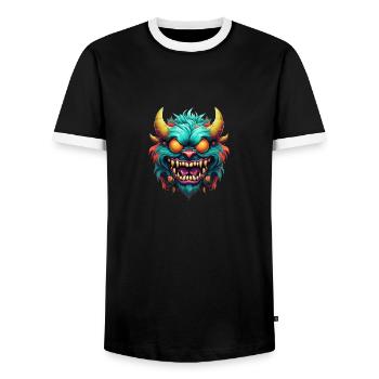 Evil Monster - Männer Kontrast-T-Shirt - Schwarz/Weiß - Vorne - AI Model Female 172 light (172cm) & AI Model Male 178 light (178cm)