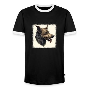 Beagle Love Beagle Dog Gift Joke Present Idea - Men's Ringer Shirt - black/white - Front - AI Model Female 172 light (172cm) & AI Model Male 178 light (178cm)