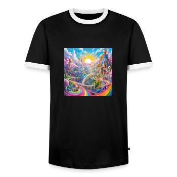 icecrusher Cartographic Pencil Art Color - Männer Kontrast-T-Shirt - Schwarz/Weiß - Vorne - AI Model Female 172 light (172cm) & AI Model Male 178 light (178cm)