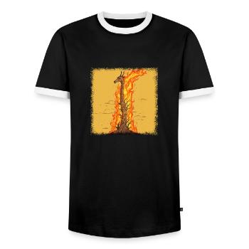 joke green animals humor present idea giraffe cool - Men's Ringer Shirt - black/white - Front - AI Model Female 172 light (172cm) & AI Model Male 178 light (178cm)