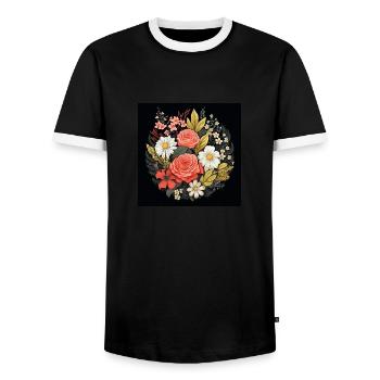 Botanical Circle Stylish Design for a TShirt - Männer Kontrast-T-Shirt - Schwarz/Weiß - Vorne - AI Model Female 172 light (172cm) & AI Model Male 178 light (178cm)