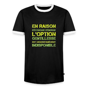 Economie énergie l'option gentillesse indisponible - T-shirt contrasté Homme - noir/blanc - Devant - AI Model Female 172 light (172cm) & AI Model Male 178 light (178cm)