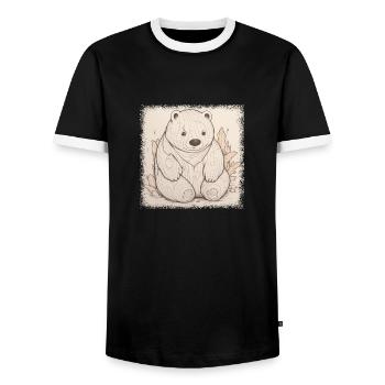 north pole caffeine addict bridge the gap - Men's Ringer Shirt - black/white - Front - AI Model Female 172 light (172cm) & AI Model Male 178 light (178cm)