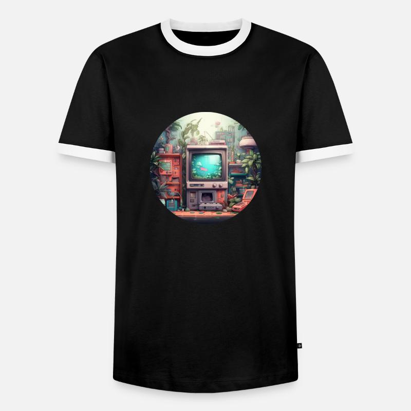 Zocken mit Spaß - Nostalgisches Gaming - Männer Kontrast-T-Shirt - Schwarz/Weiß