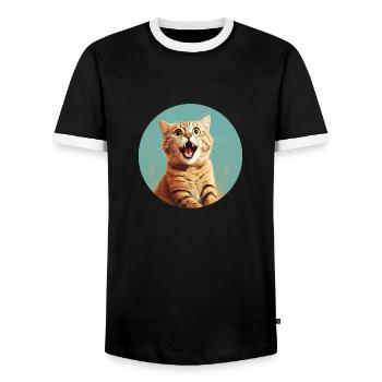 Süße junge Katze für alle Katzenfreunde - Männer Kontrast-T-Shirt - Schwarz/Weiß - Vorne - AI Model Female 172 light (172cm) & AI Model Male 178 light (178cm)
