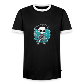 Piraten-Skelett - Männer Kontrast-T-Shirt - Schwarz/Weiß - Vorne - AI Model Female 172 light (172cm) & AI Model Male 178 light (178cm)